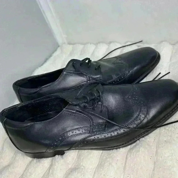 Rockport Adiprene By Adidas Mens Oxford Shoes Black Leather Wingtip Men’s 9.5 - Picture 11 of 15